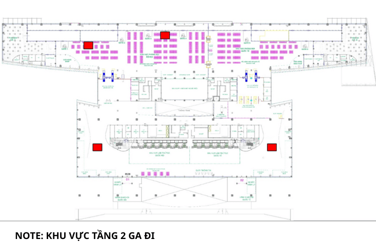 Map - Level 2, Departure Terminal - Vertical LED Column Cladding Billboard at Cat Bi International Airport, Hai An, Hai Phong City (Domestic Terminal)