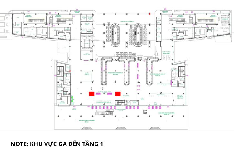 Map - Level 1, Arrival Terminal - Vertical LED Column Cladding Billboard at Cat Bi International Airport, Hai An, Hai Phong City (Domestic Terminal)