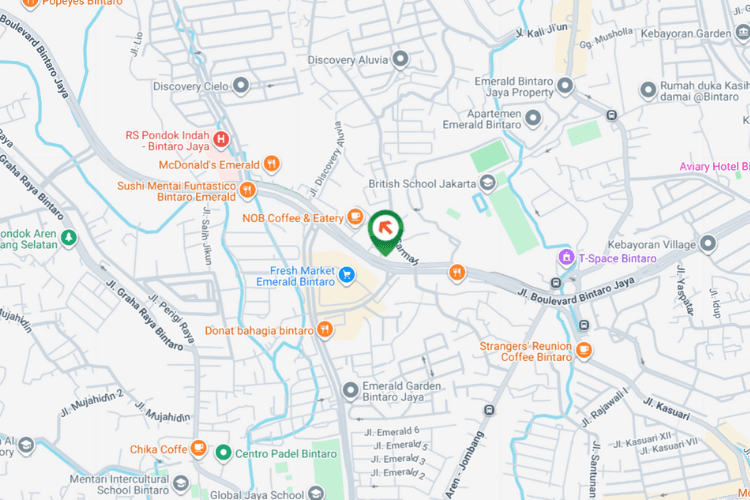 Map -  Vertical Static Billboard at Jl. Boulevard, Bintaro, Tangerang Selatan, Banten (nearby SPBU British Petroleum/BP)