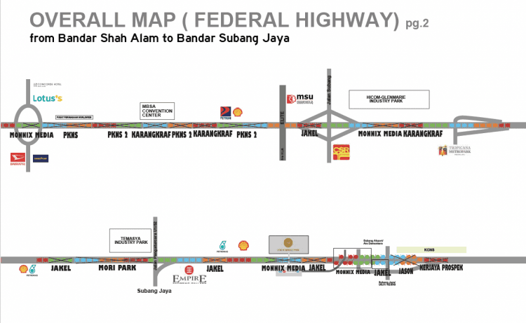 Map - 8 Panel Fixed Panel Street Bunting Billboard at Federal Highway, Shah Alam, Selangor
