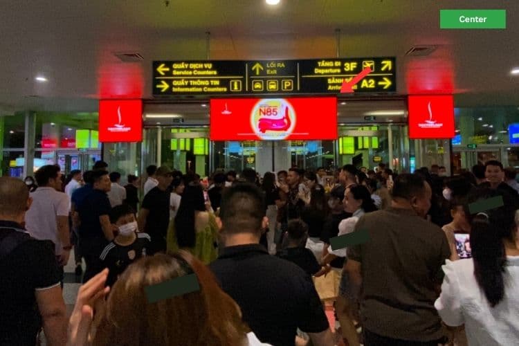 3 Panel Horizontal LED Screen Billboard at Noi Bai International Airport, Ha Noi City (A1 - Terminal 2)